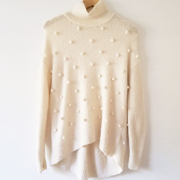 Madewell Snow Globe Bobble Turtleneck Sweater Wool Alpaca Blend Ivory Cream S - Picture 2 of 13